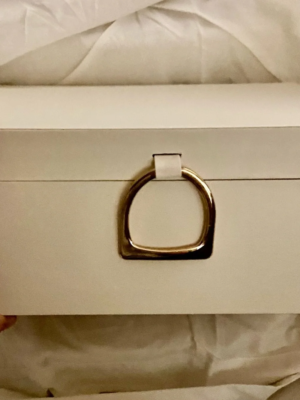 Jewelry Box , multi tiered Cream with Gold Accent